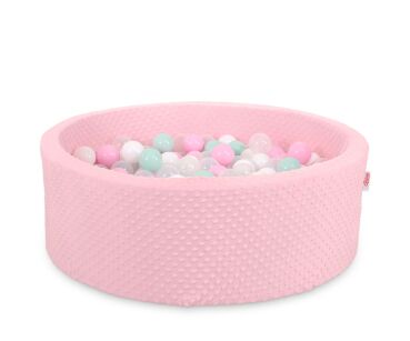Bällebad aus Minkystoff H-30 cm mit Bällen 300st - rosa