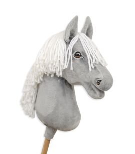 Hobby Horse Steckenpferd Pferd am Stiel Premium - graues Pferd A3