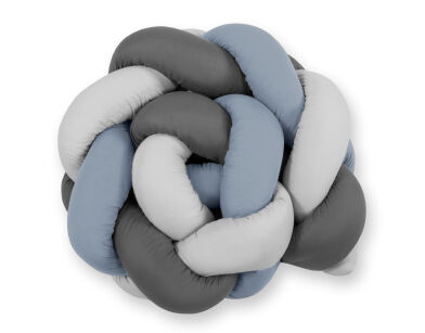 Geflochtenes Nestchaen- Kopfschutz für Kinderbett- pastellblau- grau - anthrazit