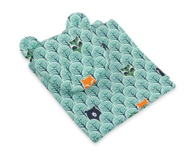 Decke mit Kissen Teddybär - set 2tlg - Minze Bäume