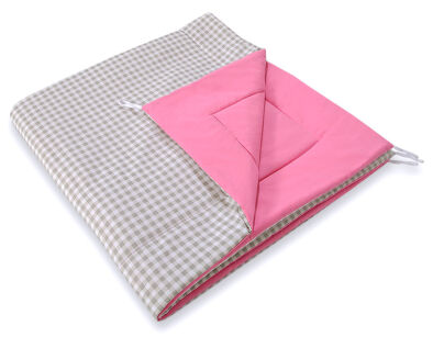 Doppelseitige teepee Spielmatte- Grau kariert-rosa