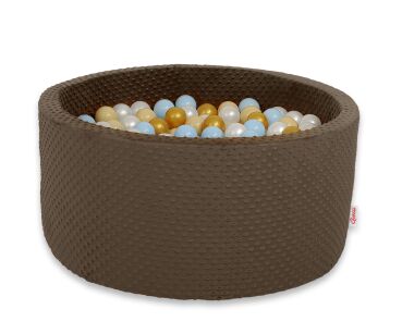 Bällebad aus Minkystoff H-40 cm mit Bällen 300st - schokoladen
