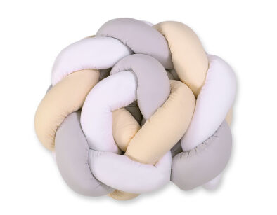 Geflochtenes Nestchen- Kopfschutz für Kinderbett- weiss-grau-beige