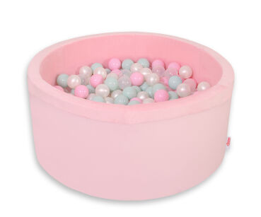 Bällebad aus Minkystoff mit Bällen 200st - rosa