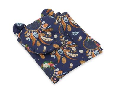 Decke mit Kissen Teddybär - set 2tlg - Traumfänger dunkelblau