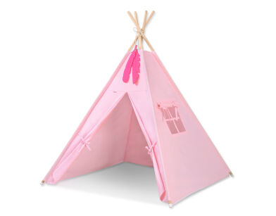 Teepee Kinderspiel-Zelt für Kinder + Schmuckfedern - rosa