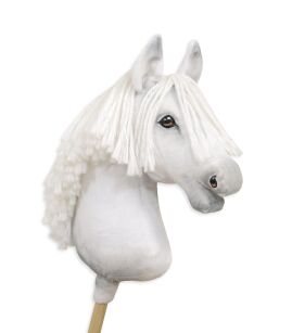 Hobby Horse Steckenpferd Pferd am Stiel Premium - weißes Pferd A3