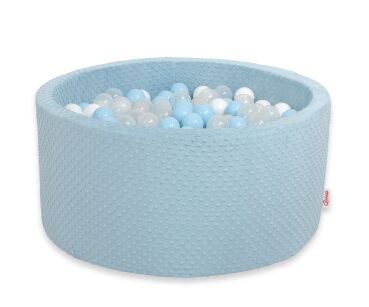 Bällebad aus Minkystoff H-40 cm mit Bällen 200st- misty blue
