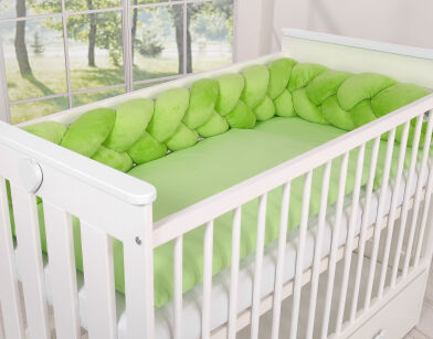 Geflochtenes Nestchen minky 180cm - Kopfschutz für Kinderbett- grün